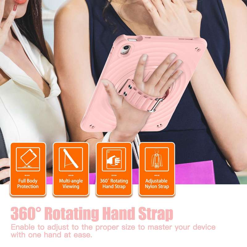 For iPad 10th Gen 10.9 2022 Rotation Holder Silicone Hybrid PC Tablet Case(Pink)