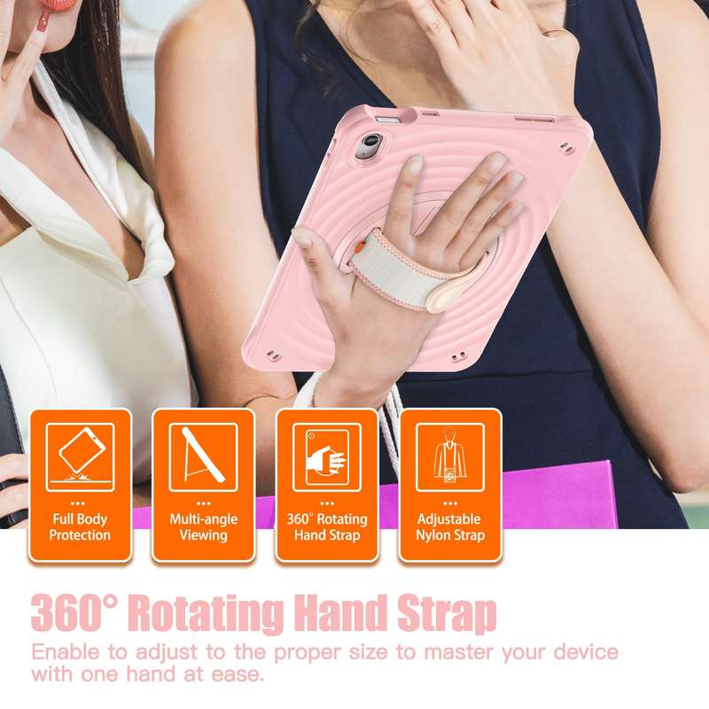 For iPad 10th Gen 10.9 2022 Rotation Holder Silicone Hybrid PC Tablet Case(Pink)