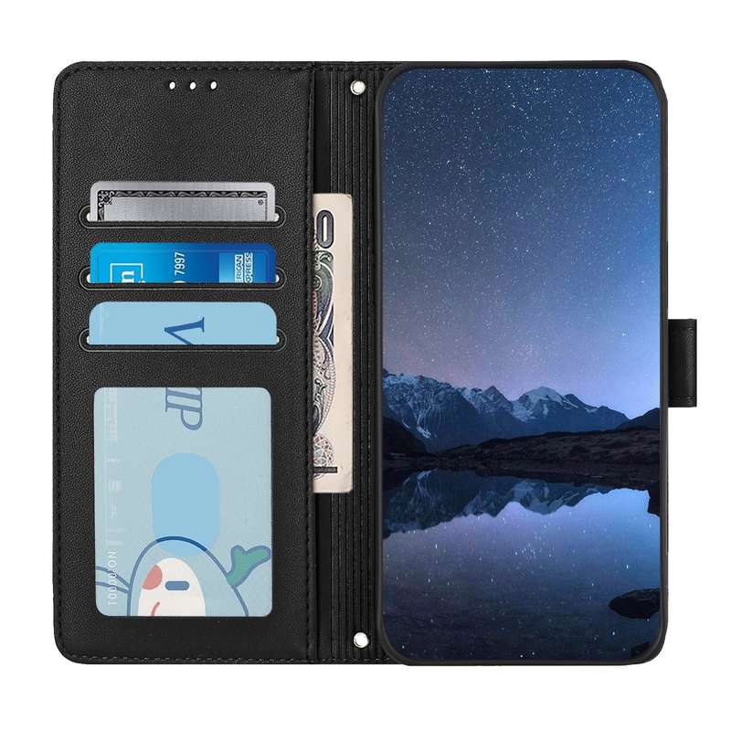 For Xiaomi 13 Lite 5G Global Cat Rat Embossed Pattern RFID PU Phone Case with Wrist Strap(Black