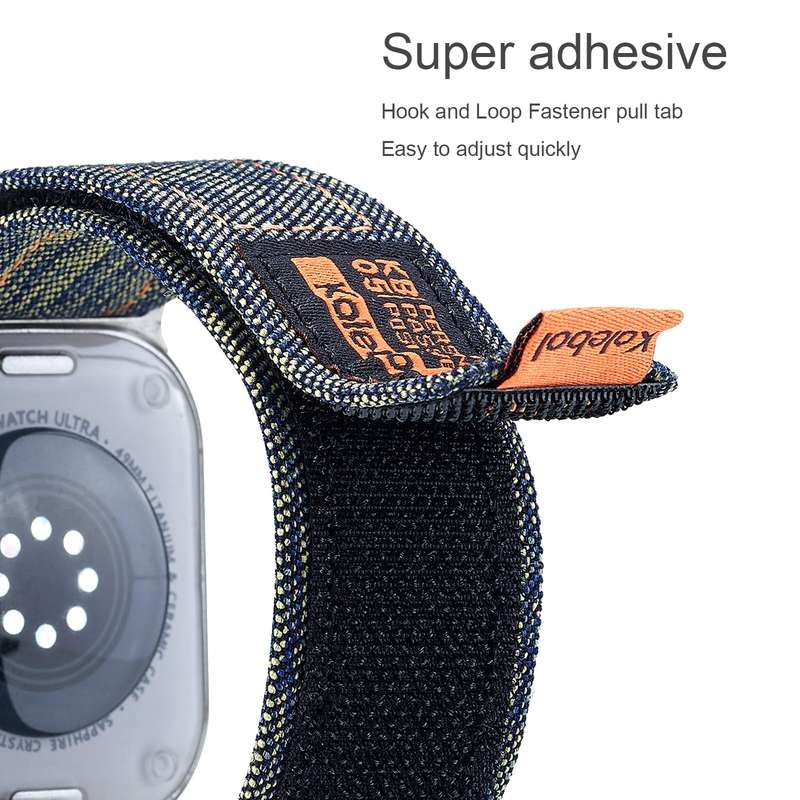 For Apple Watch Series 3 42mm Cowboy Nylon Hook and Loop Fastener Watch Band(Black)