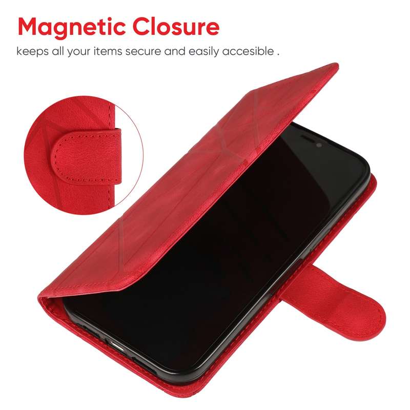 For Google Pixel 6a Skin Feel Geometric Lines Leather Phone Case(Red)