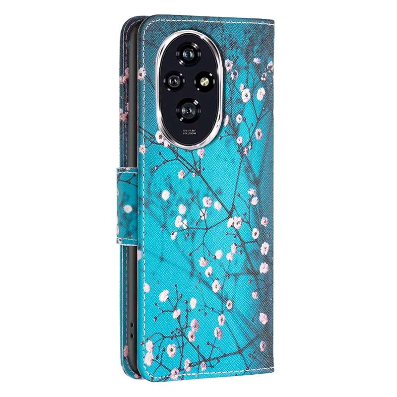 For Honor 200 Colored Drawing Pattern Leather Phone Case(Plum Blossom)