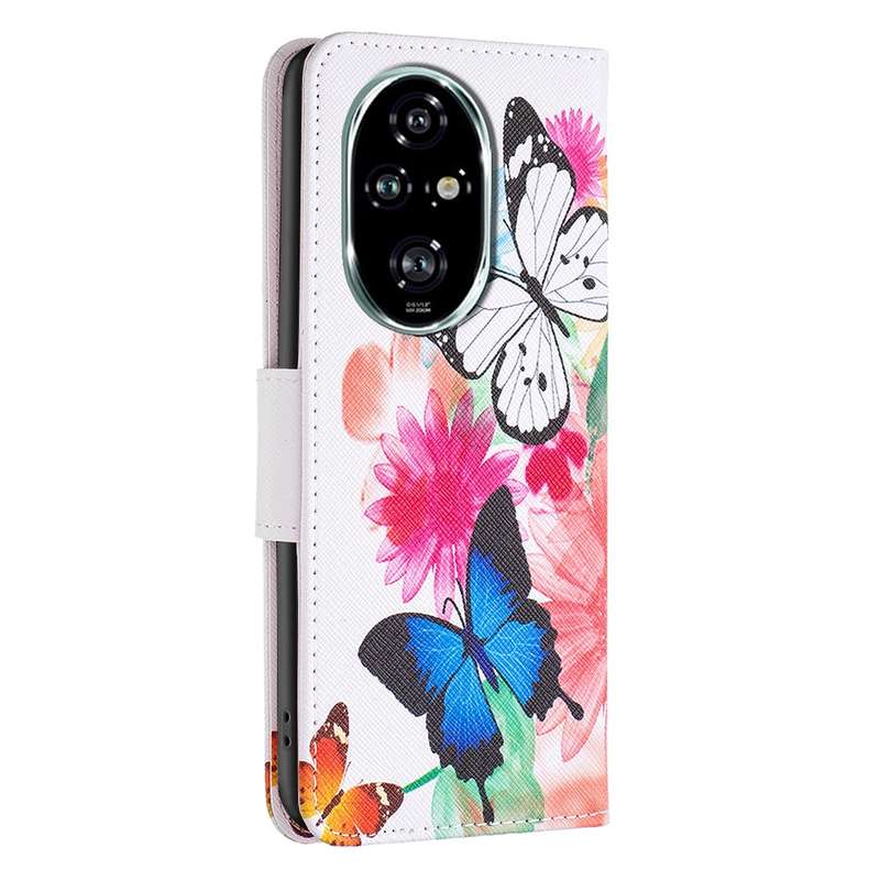 For Honor 200 Pro Colored Drawing Pattern Leather Phone Case(Butterflies)