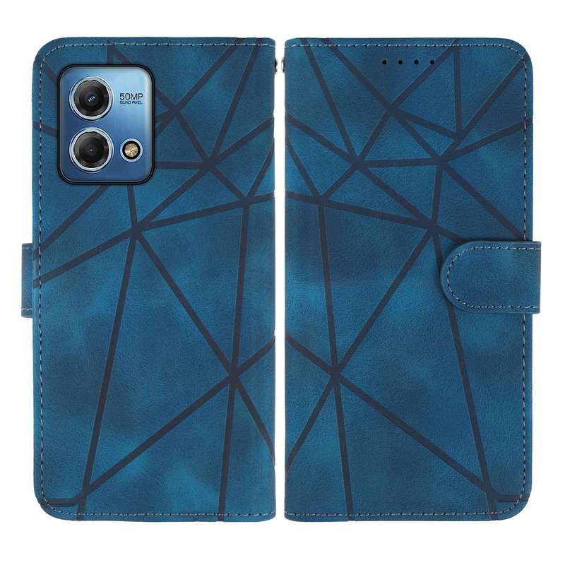For Motorola Moto G Stylus 5G 2023 Skin Feel Geometric Lines Leather Phone Case(Blue)