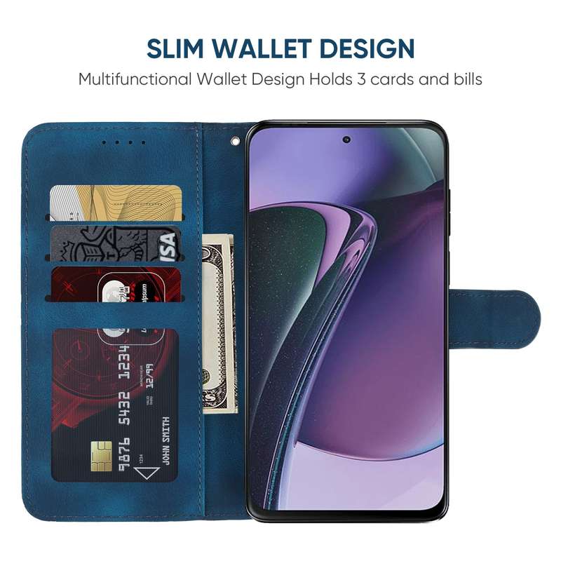 For Motorola Moto G Stylus 5G 2023 Skin Feel Geometric Lines Leather Phone Case(Blue)