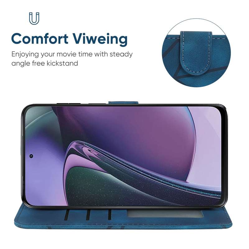 For Motorola Moto G Stylus 5G 2023 Skin Feel Geometric Lines Leather Phone Case(Blue)