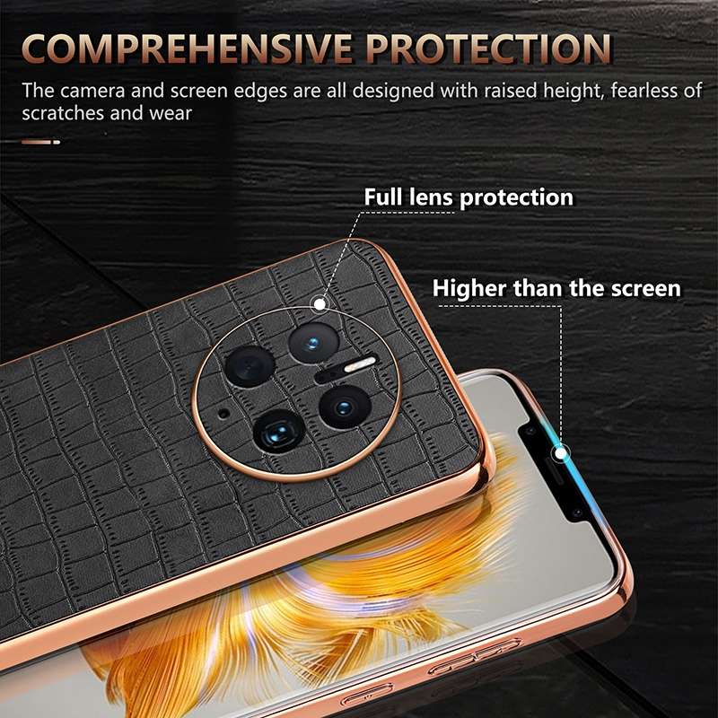 For Huawei Mate 50 Pro AZNS Electroplated Frame Crocodile Texture Full Coverage Phone Case(Blue