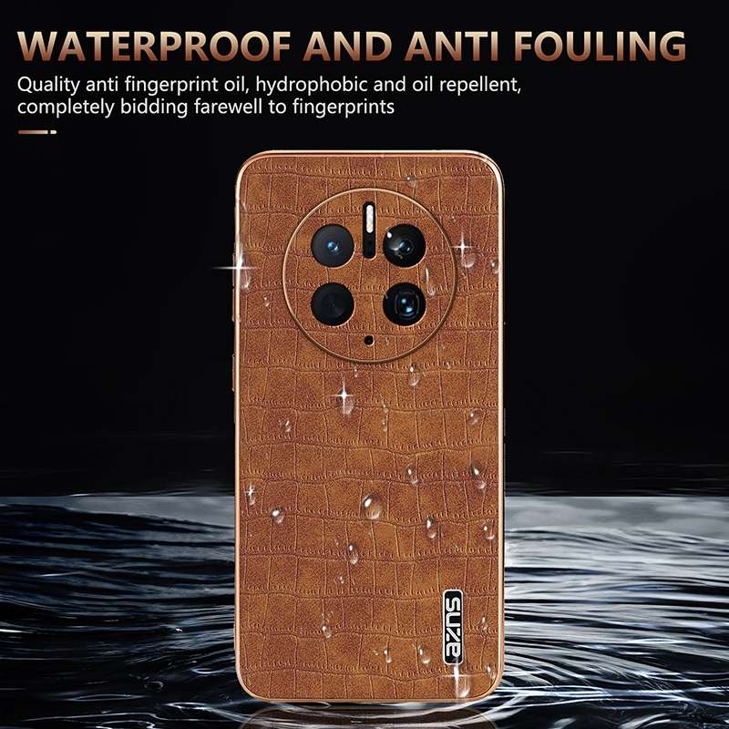 For Huawei Mate 50 Pro AZNS Electroplated Frame Crocodile Texture Full Coverage Phone Case(Blue