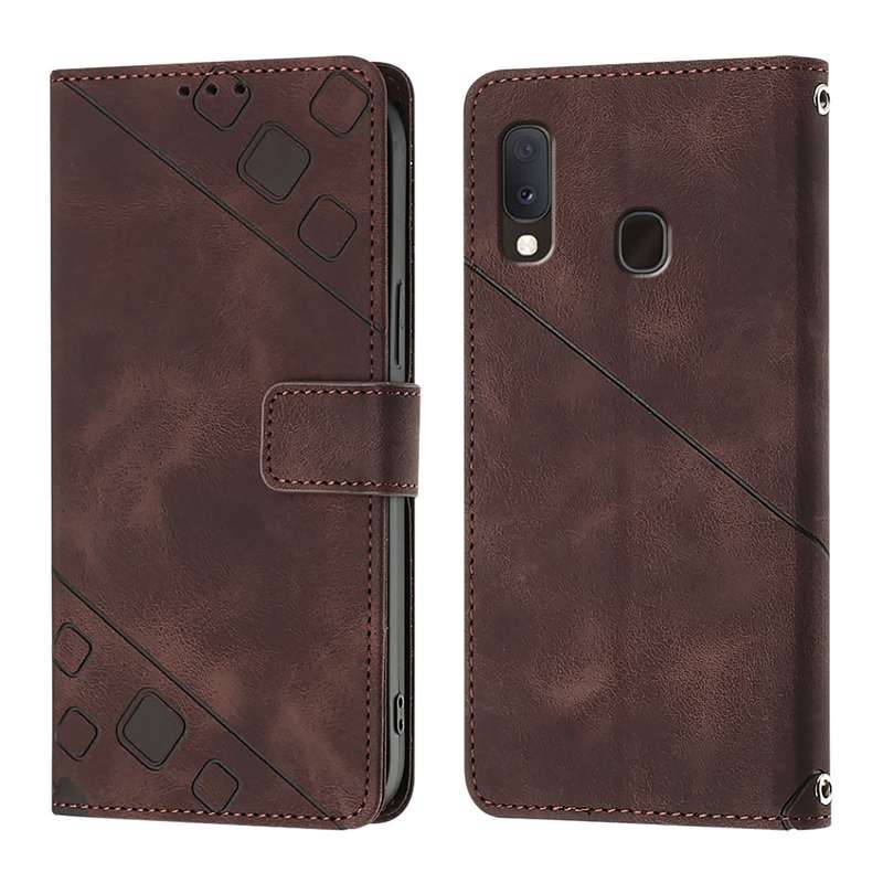 For Samsung Galaxy A10e / A20e Skin Feel Embossed Leather Phone Case(Brown)