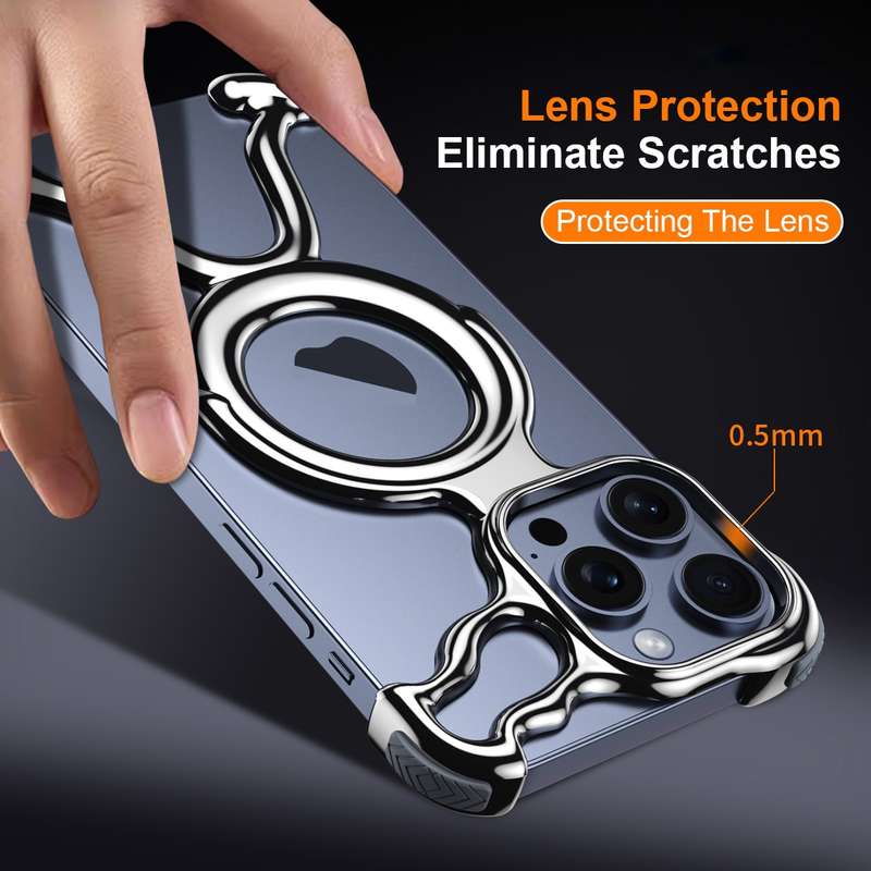 For iPhone 13 Pro Liquid Plating PC Hollow MagSafe Phone Case(Metal Silve)
