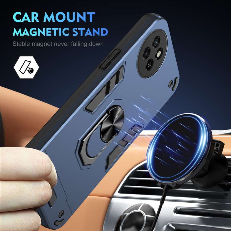 For Itel S23 Shockproof Metal Ring Holder Phone Case(Blue)