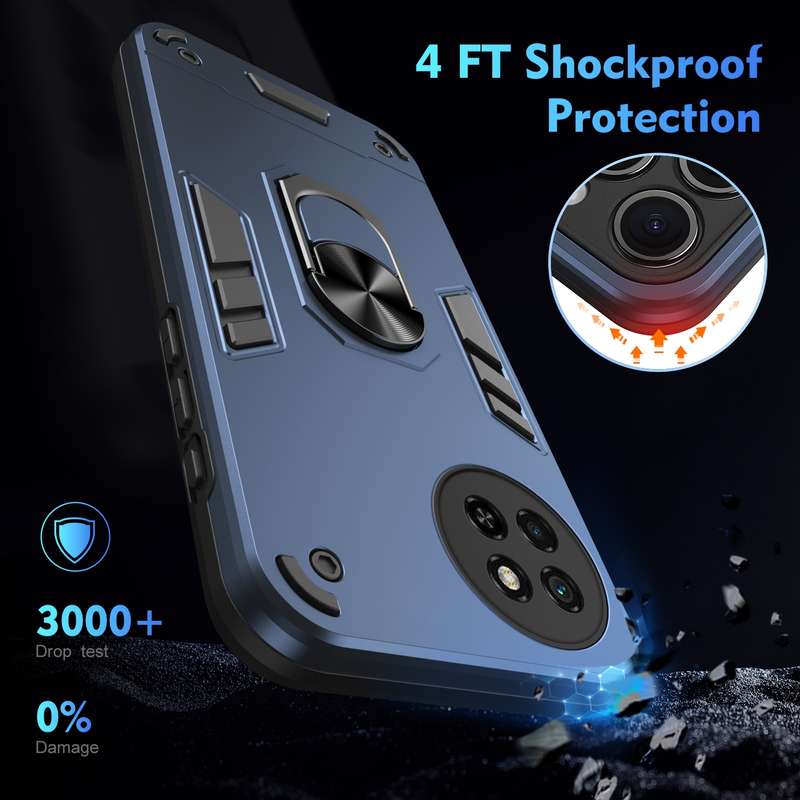 For Itel S23 Shockproof Metal Ring Holder Phone Case(Blue)