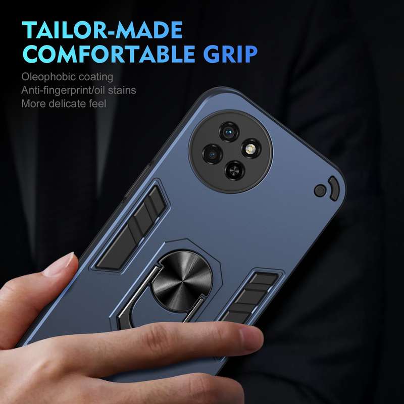 For Itel S23 Shockproof Metal Ring Holder Phone Case(Blue)