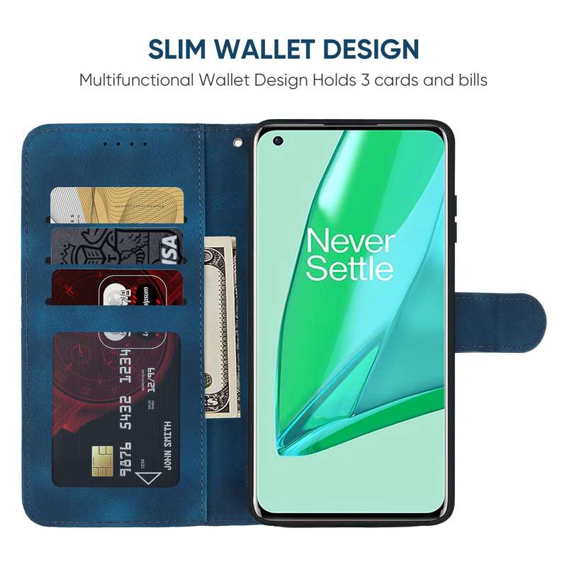 For OnePlus 9 Pro Skin Feel Geometric Lines Leather Phone Case(Blue)