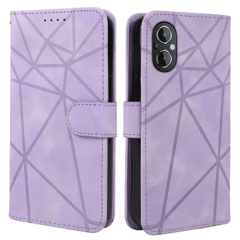 For OnePlus Nord N20 5G Skin Feel Geometric Lines Leather Phone Case(Purple)