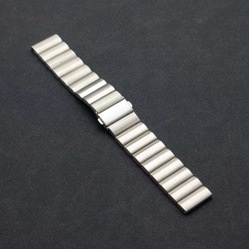 22mm Three Plants Flat Buckle Titanium Alloy Watch Band(Silver)