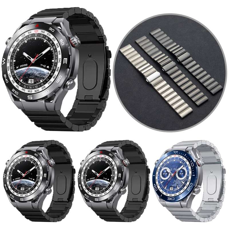 22mm Three Plants Flat Buckle Titanium Alloy Watch Band(Silver)