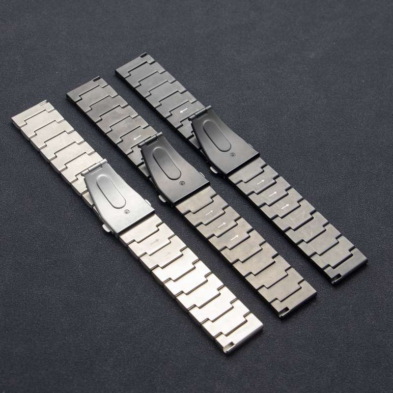 22mm Three Plants Flat Buckle Titanium Alloy Watch Band(Silver)