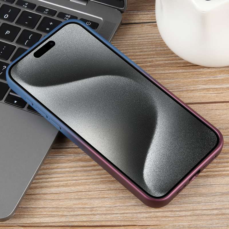 For iPhone 15 Pro Gradient Color Honeycomb Aromatherapy MagSafe Phone Case(Blue Red)