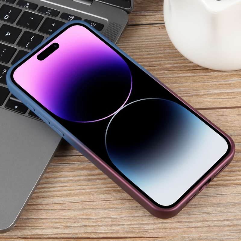 For iPhone 14 Pro Max Gradient Color Honeycomb Aromatherapy MagSafe Phone Case(Blue Red)