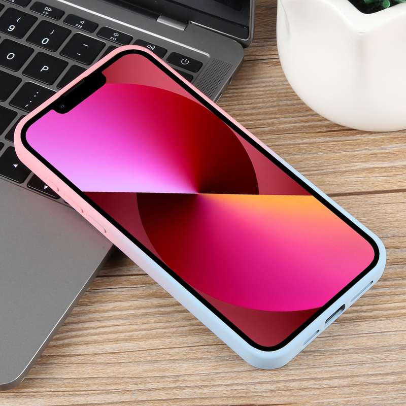 For iPhone 13 Gradient Color Honeycomb Aromatherapy MagSafe Phone Case(Pink Blue)