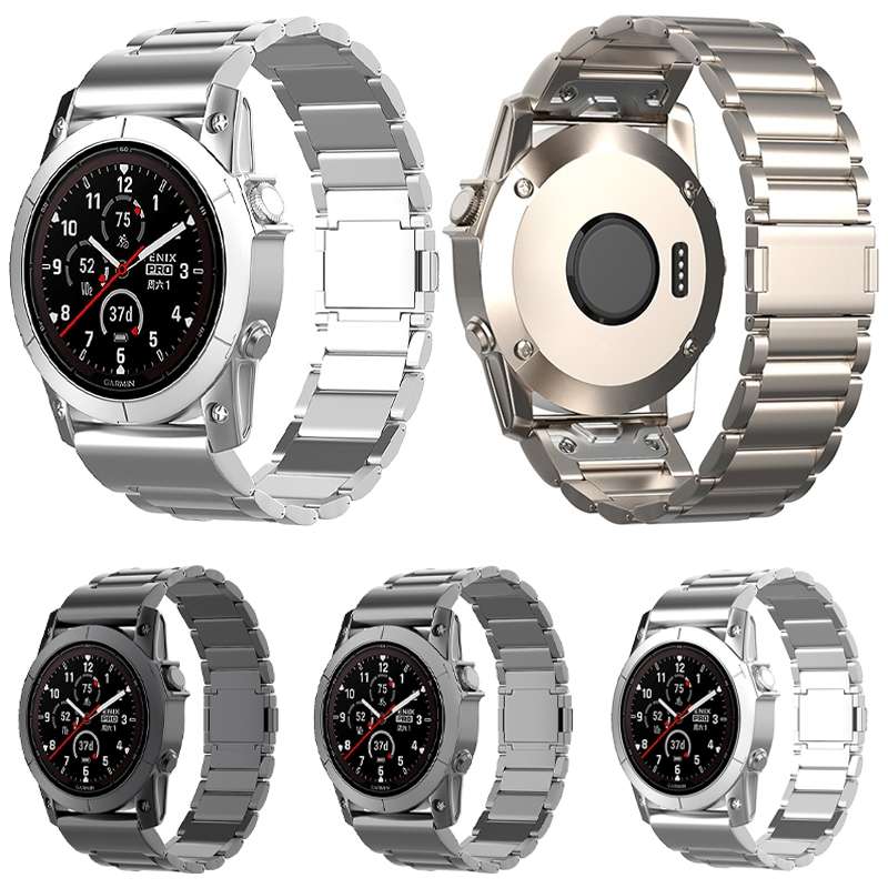 For Garmin Tactix 7 Pro / Fenix 7X 26mm Three-Bead Magnetic Buckle Metal Quick Release Watch Ba