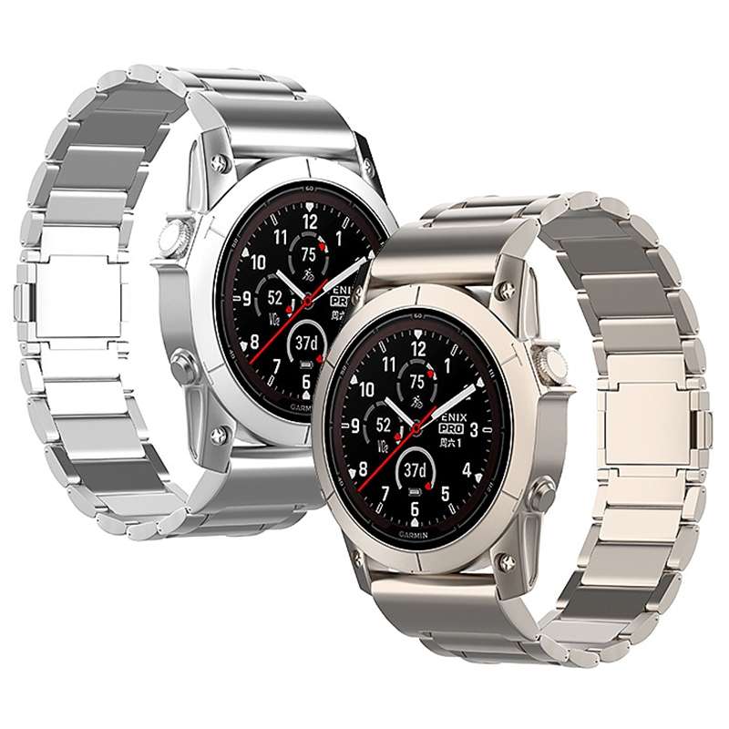 For Garmin Tactix 7 Pro / Fenix 7X 26mm Three-Bead Magnetic Buckle Metal Quick Release Watch Ba