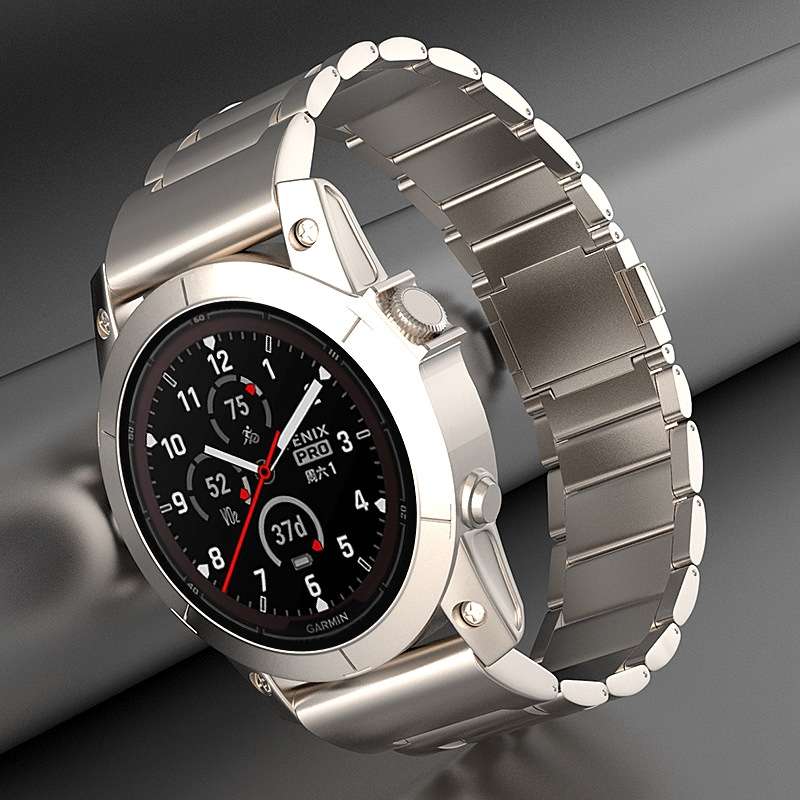For Garmin Tactix 7 Pro / Fenix 7X 26mm Three-Bead Magnetic Buckle Metal Quick Release Watch Ba