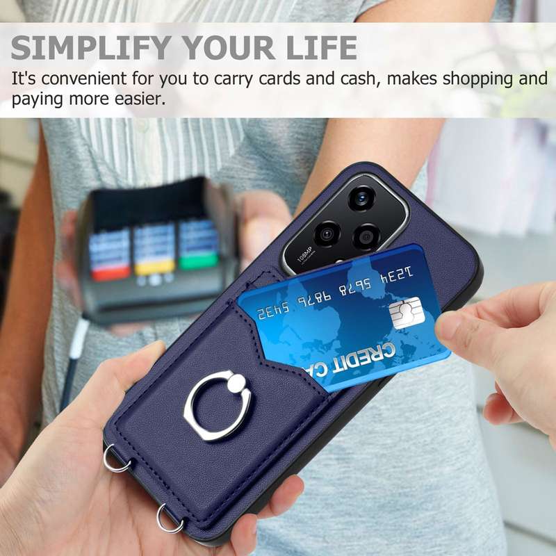 For Honor 200 Lite Global R20 Ring Card Holder Phone Case(Blue)