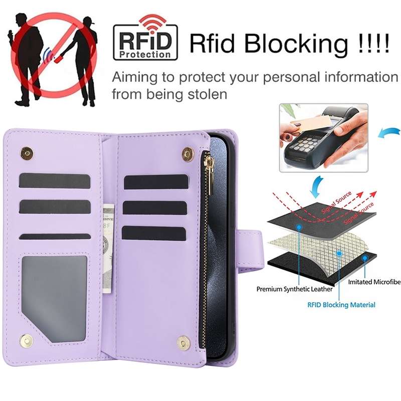 For iPhone 12 / 12 Pro YM016 Rhombic Zipper Card Wallet Leather Phone Case with Lanyard(Light P