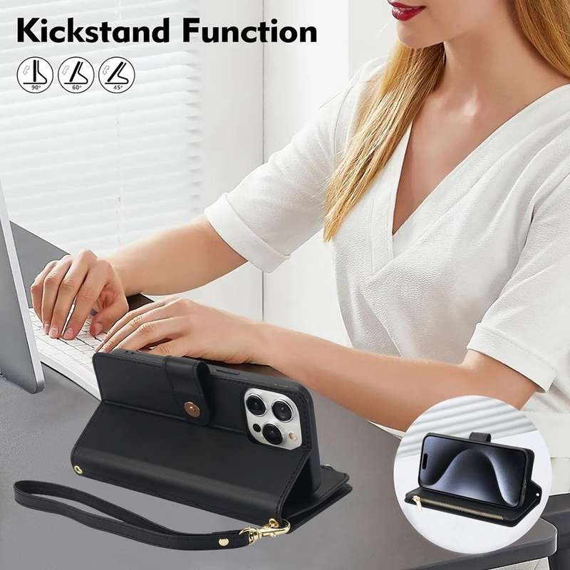 For iPhone XR YM016 Rhombic Zipper Card Wallet Leather Phone Case with Lanyard(Black)