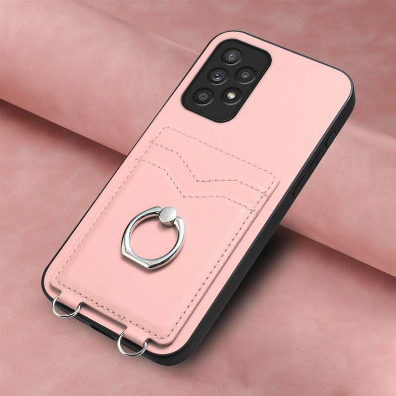 For Samsung Galaxy A52 R20 Ring Card Holder Phone Case(Pink)