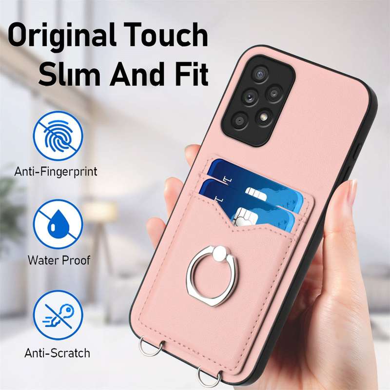 For Samsung Galaxy A52 R20 Ring Card Holder Phone Case(Pink)