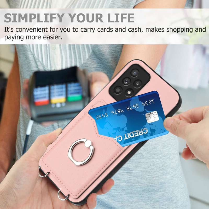For Samsung Galaxy A52 R20 Ring Card Holder Phone Case(Pink)