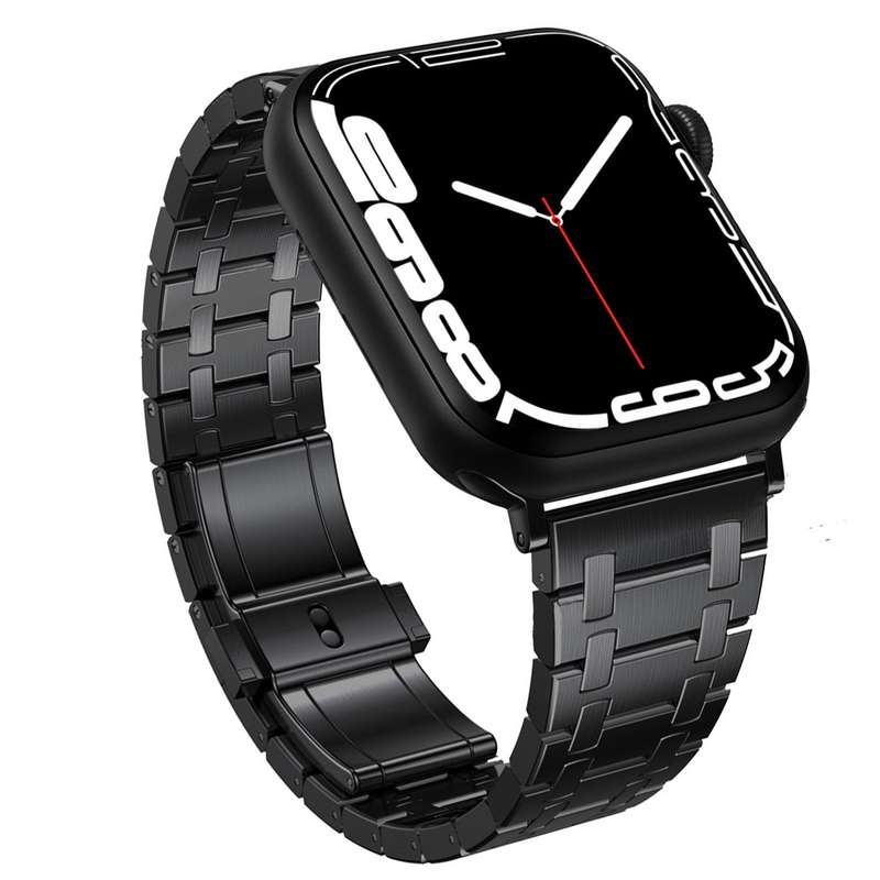For Apple Watch SE 2023 44mm Modified Oak AP Titanium Alloy Watch Band(Black)