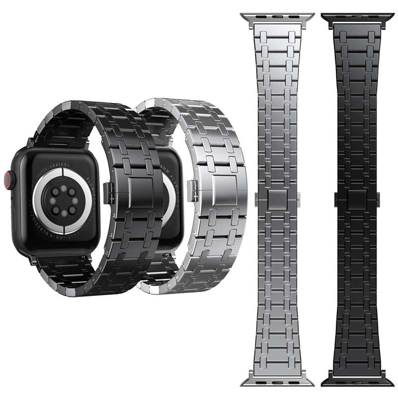 For Apple Watch SE 2023 44mm Modified Oak AP Titanium Alloy Watch Band(Black)