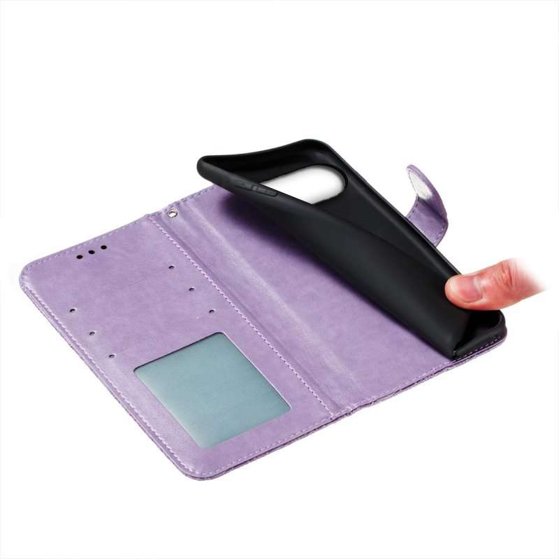 For Google Pixel 9 Lace Flower Embossing Flip Leather Phone Case(Purple)