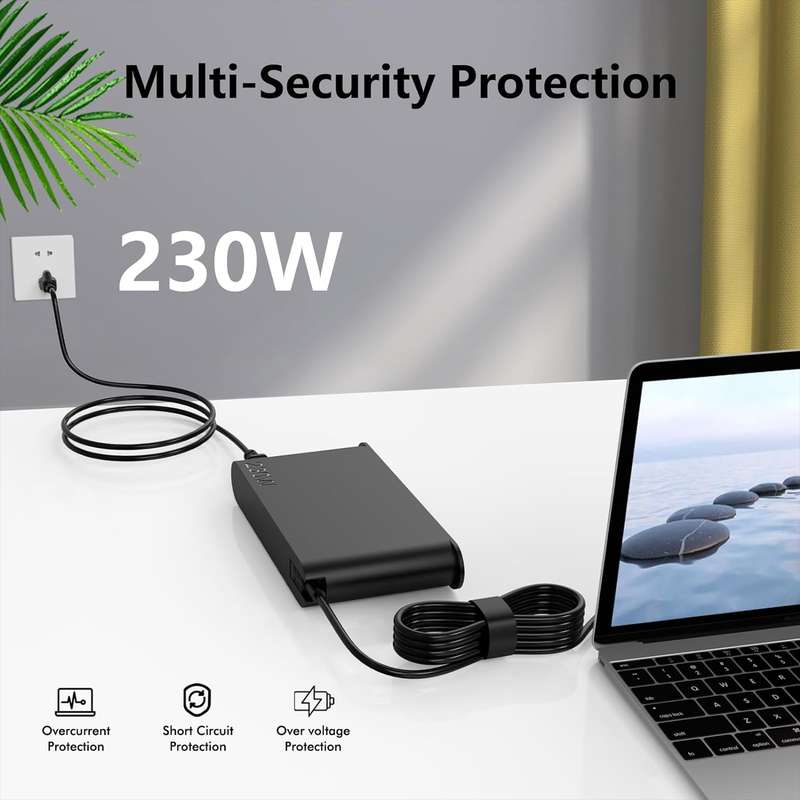 230W 20V 11.5A Laptop Notebook Power Adapter For Lenovo Big Square USB, Plug:EU Plug