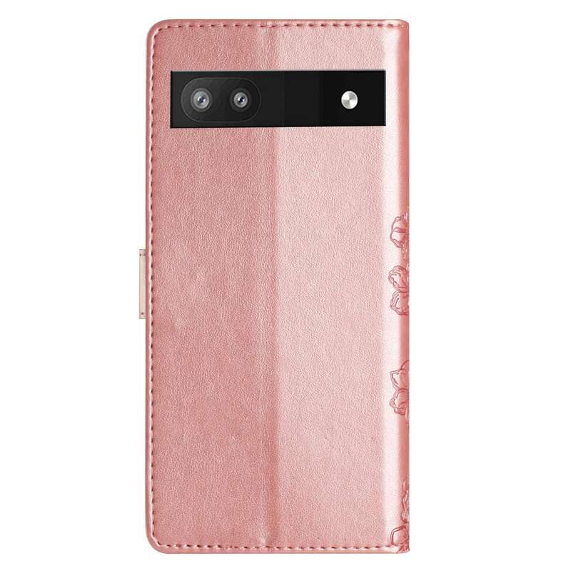 For Google Pixel 7a Cherry Blossom Butterfly Skin Feel Embossed PU Phone Case(Rose Gold)