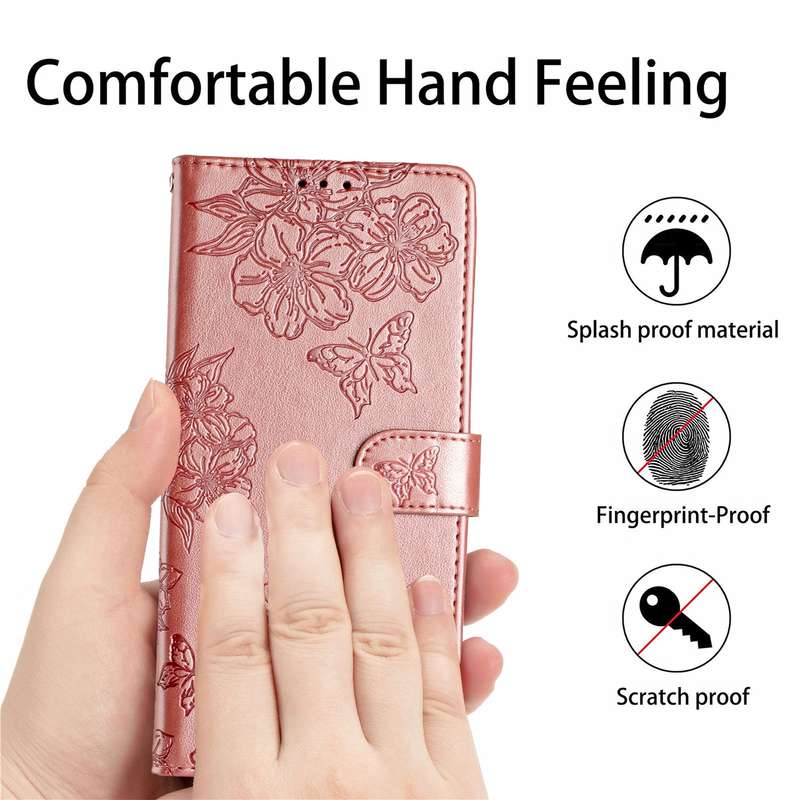 For Google Pixel 7a Cherry Blossom Butterfly Skin Feel Embossed PU Phone Case(Rose Gold)