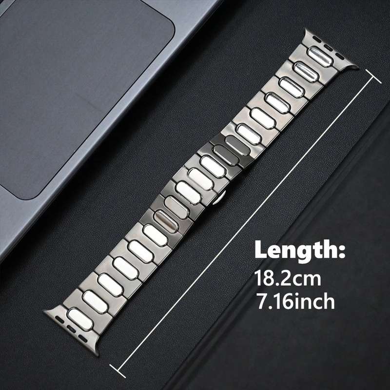 For Apple Watch Series 9 45mm Oval Butterfly Buckle Titanium Alloy Watch Band(Black)