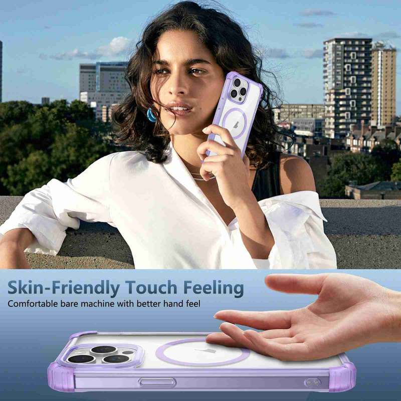 For iPhone 12 Pro Max Transparent MagSafe Magnetic Phone Case(Purple)