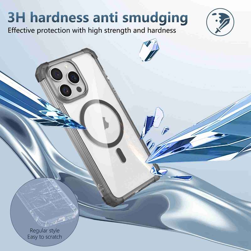 For iPhone 15 Pro Transparent MagSafe Magnetic Phone Case(Black)