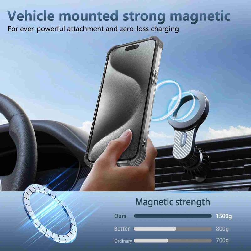 For iPhone 15 Pro Transparent MagSafe Magnetic Phone Case(Black)