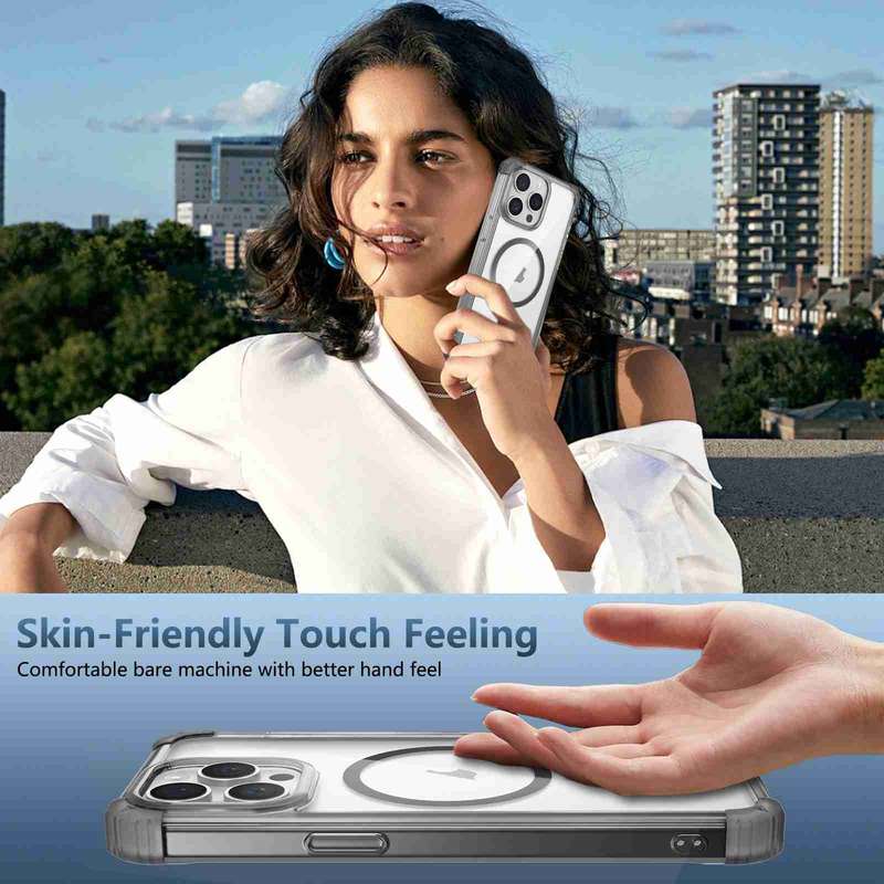 For iPhone 15 Pro Transparent MagSafe Magnetic Phone Case(Black)
