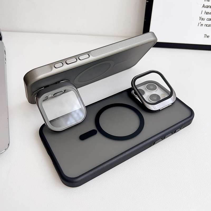 For iPhone 15 J3 Magsafe Frame Bracket Shockproof Phone Case(Dark Purple)