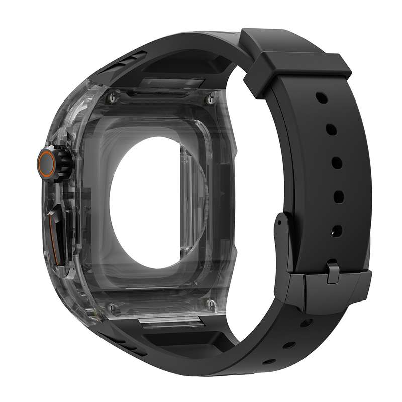 For Apple Watch Ultra 2 49mm Modified PC Hybrid TPU Watch Case Band(Black Clear Black)