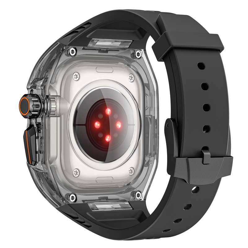For Apple Watch Ultra 2 49mm Modified PC Hybrid TPU Watch Case Band(Black Clear Black)