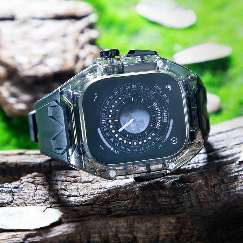 For Apple Watch Ultra 2 49mm Modified PC Hybrid TPU Watch Case Band(Black Clear Black)