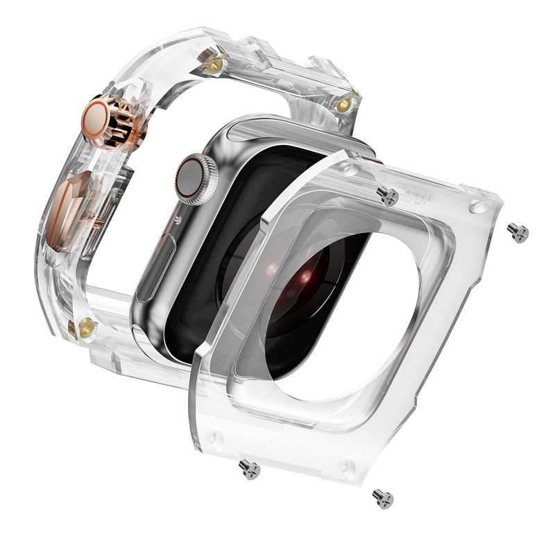 For Apple Watch Ultra 2 49mm Modified PC Hybrid TPU Watch Case Band(Black Clear Black)